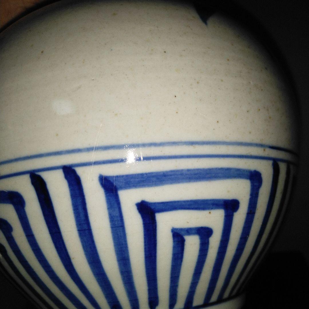 NO640 会津本郷焼　染付け徳利　笹竹文