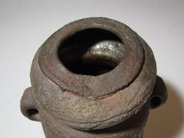 九代 大樋長左衛門 焼締花入 即中斎花押o498