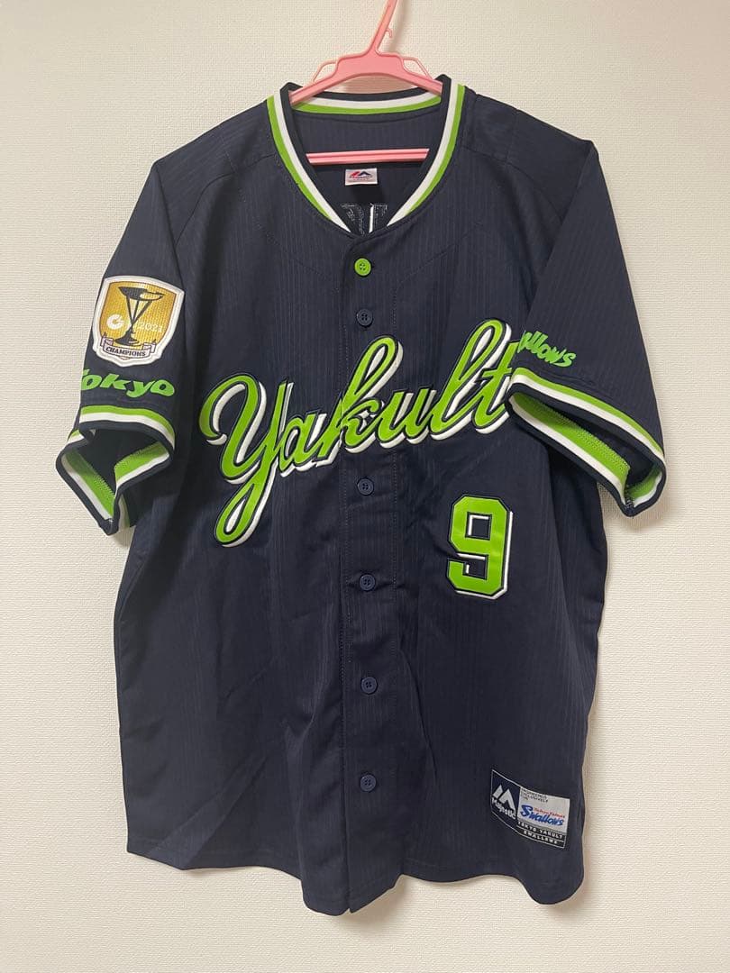 ヤクルトスワローズ　塩見泰隆　ユニフォーム　優勝ワッペン　ビジター