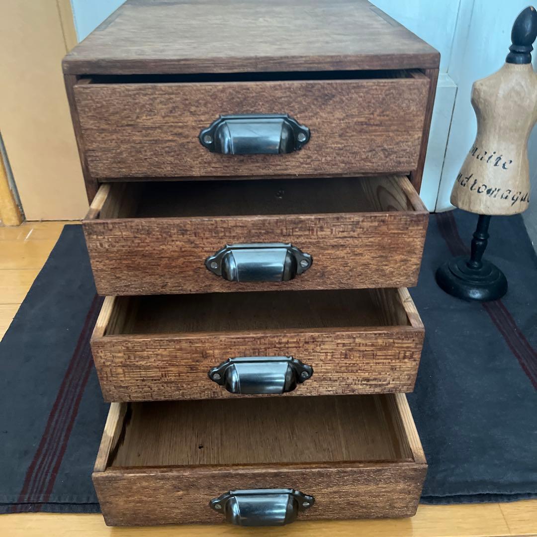 昔の古い小引き出し4段　古道具