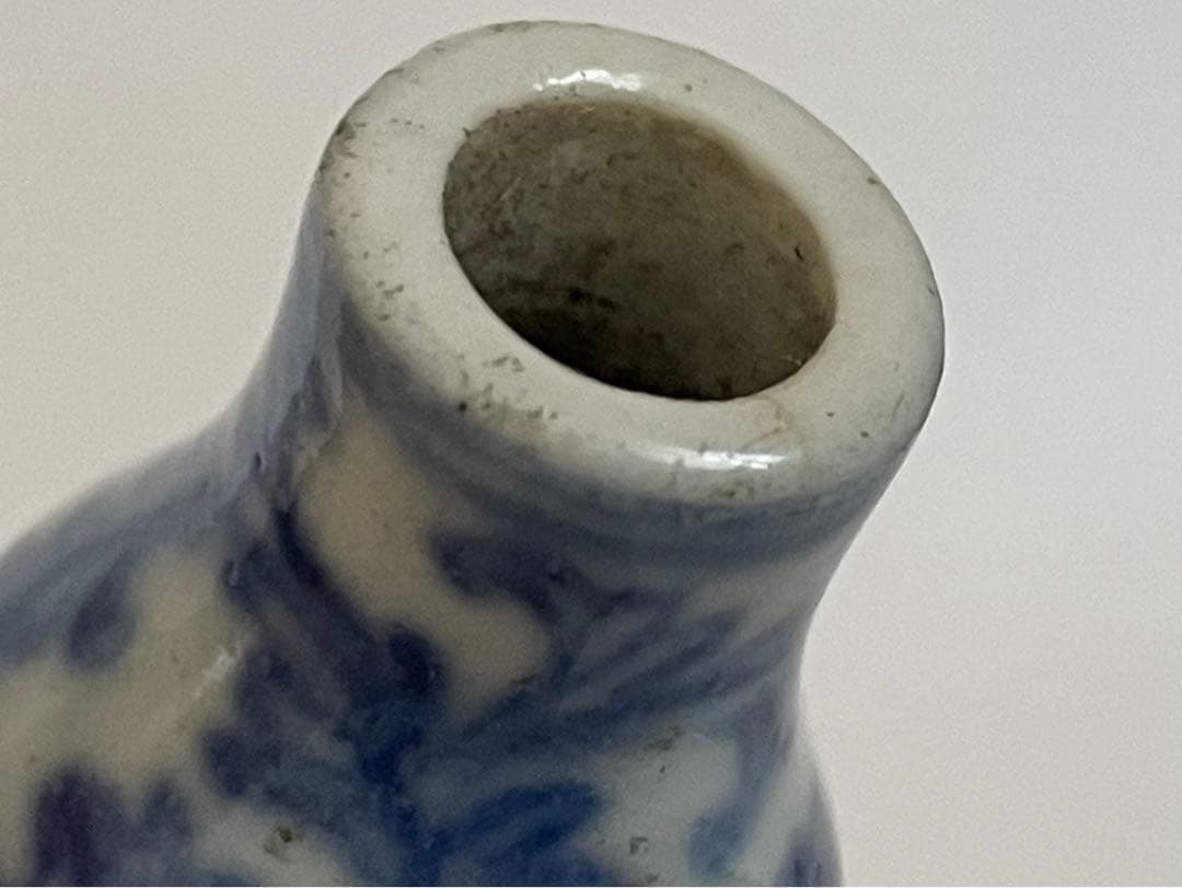 骨董　アンティーク　染付　鼻煙壷　瓢形　唐草喜字　コレクション　中国骨董