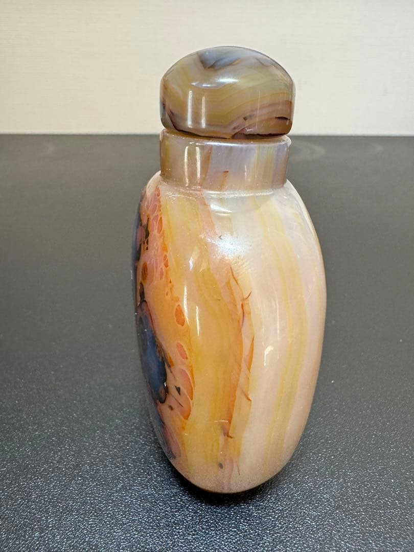 清時代 鼻煙壺 瑪瑙独特な天然模様 細工 中国美術 コレクション 天然石 骨董