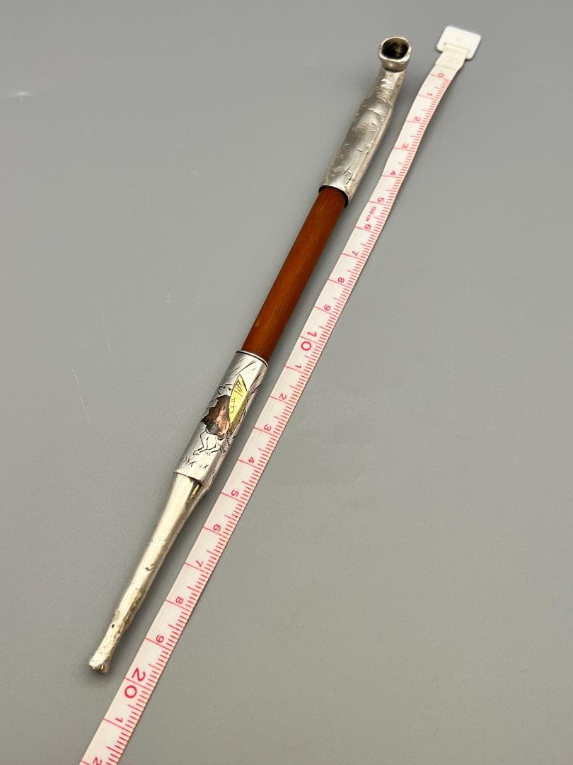 銀製　煙管　キセル　カッパ図　銀細工　アンティーク　重量約40g