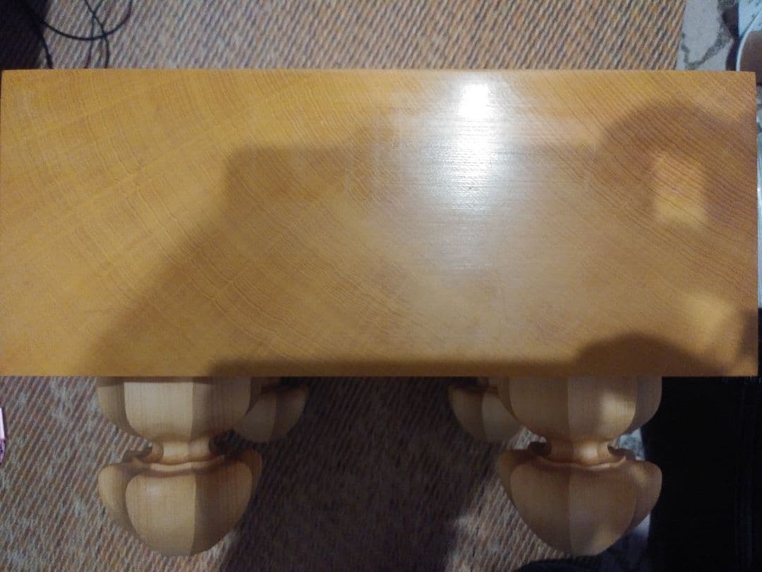 本カヤ4.5寸将棋盤、盤覆、覆布、4本足駒台付き