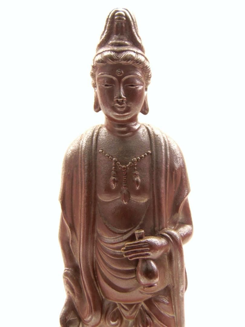 76代逸翁 金重利右衛門（金重勉）古備前焼 置物 観音菩薩像 仏像 古美術 骨董