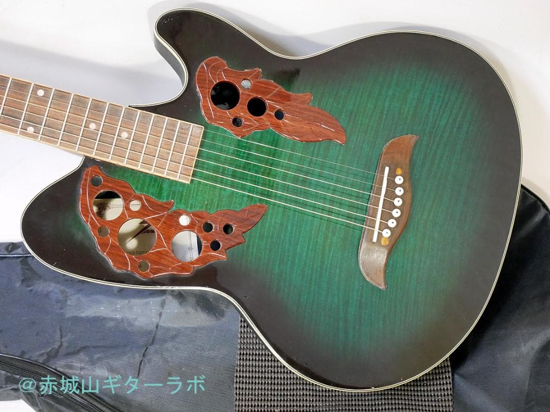 オベーション型のアコースティックギター グラデーショングリーン