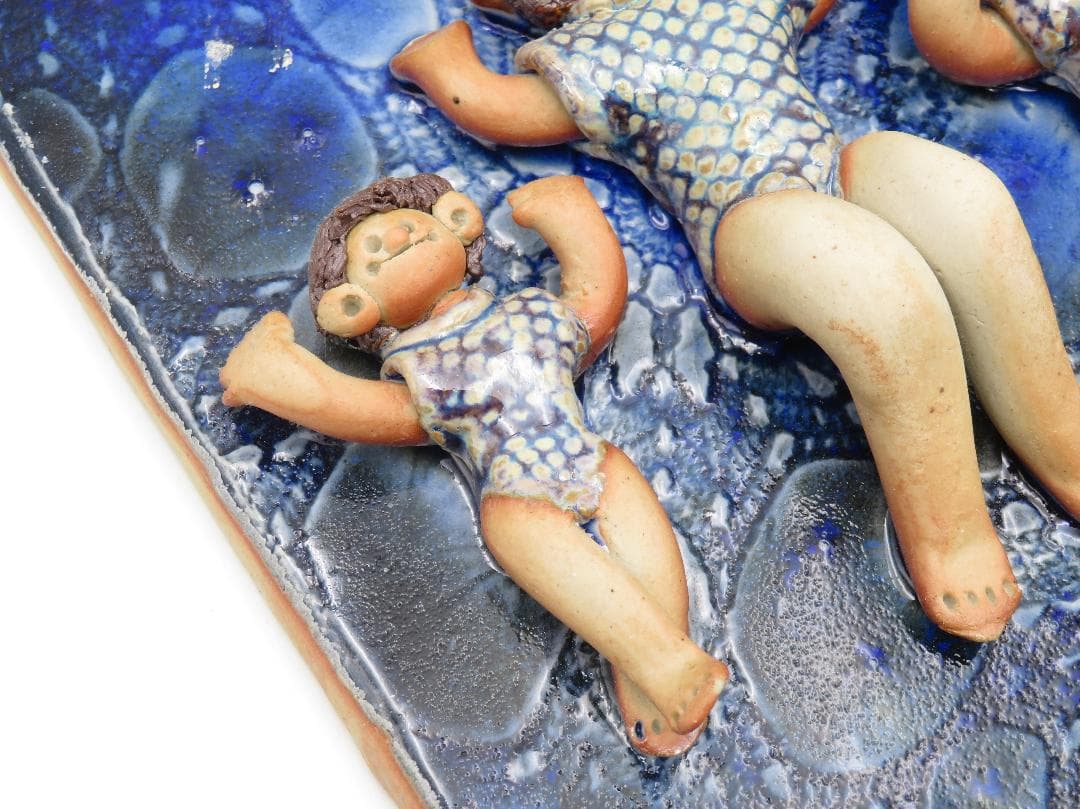 青芳人形 陶板 陶器人形 森元青芳 砥部焼 オブジェ 置物 インテリア