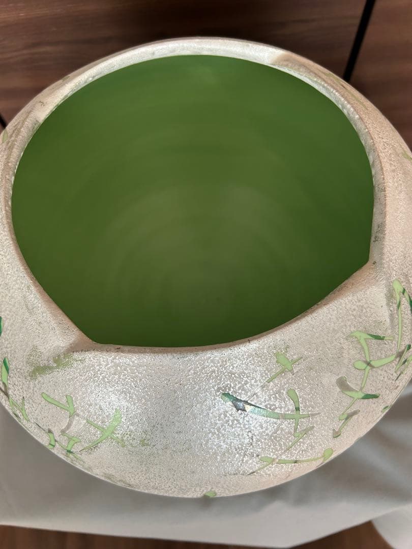 寺本守　緑釉銀彩花器