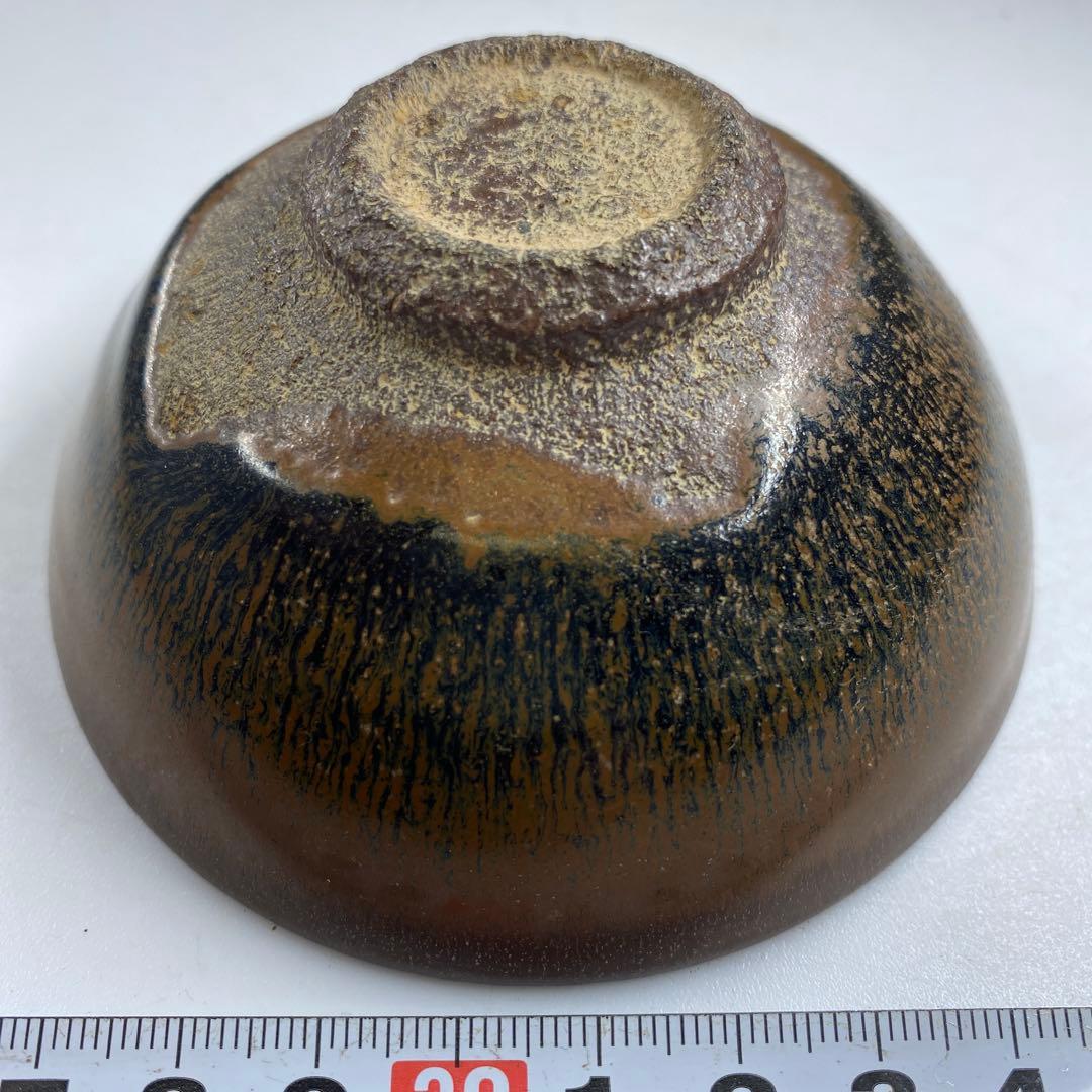 古代　中国唐物　天目茶碗　直径9.5㎝　木箱付　タコチ　東な7-0211☆2F