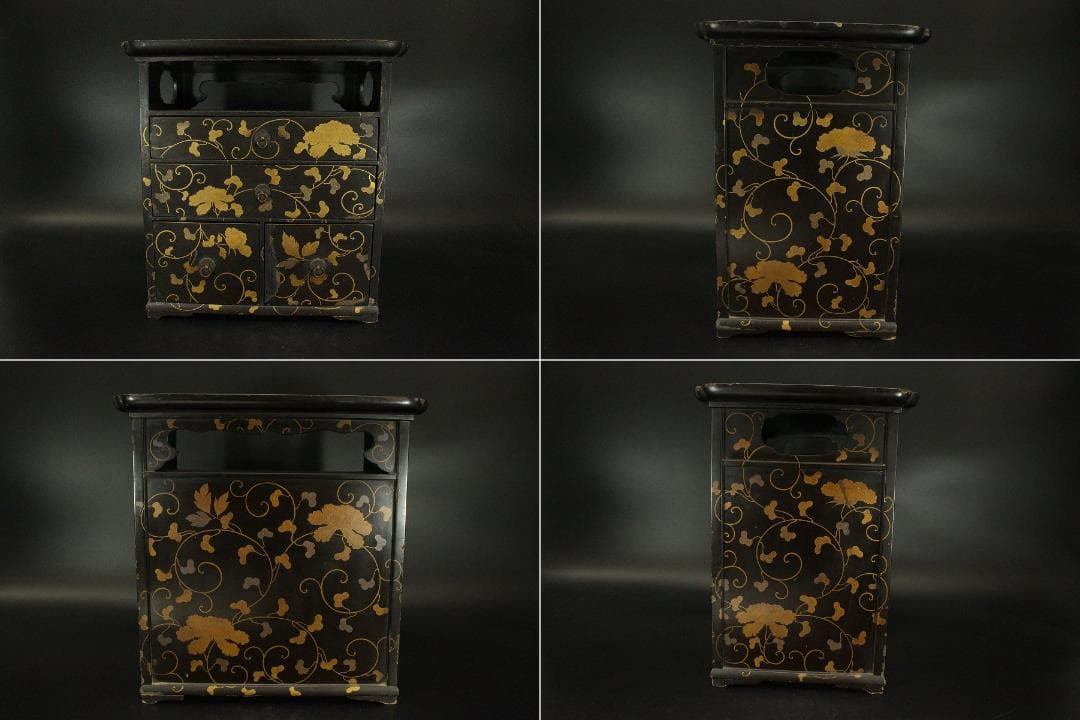 古美術 纏枝蓮花蒔絵 香箱 阿古駄香炉 盆 羽箒 まとめて 時代物(A493)