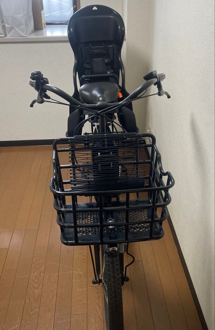 【all mom】ヤマハ 電動自転車 黒 キッズシート付き 子供乗せ