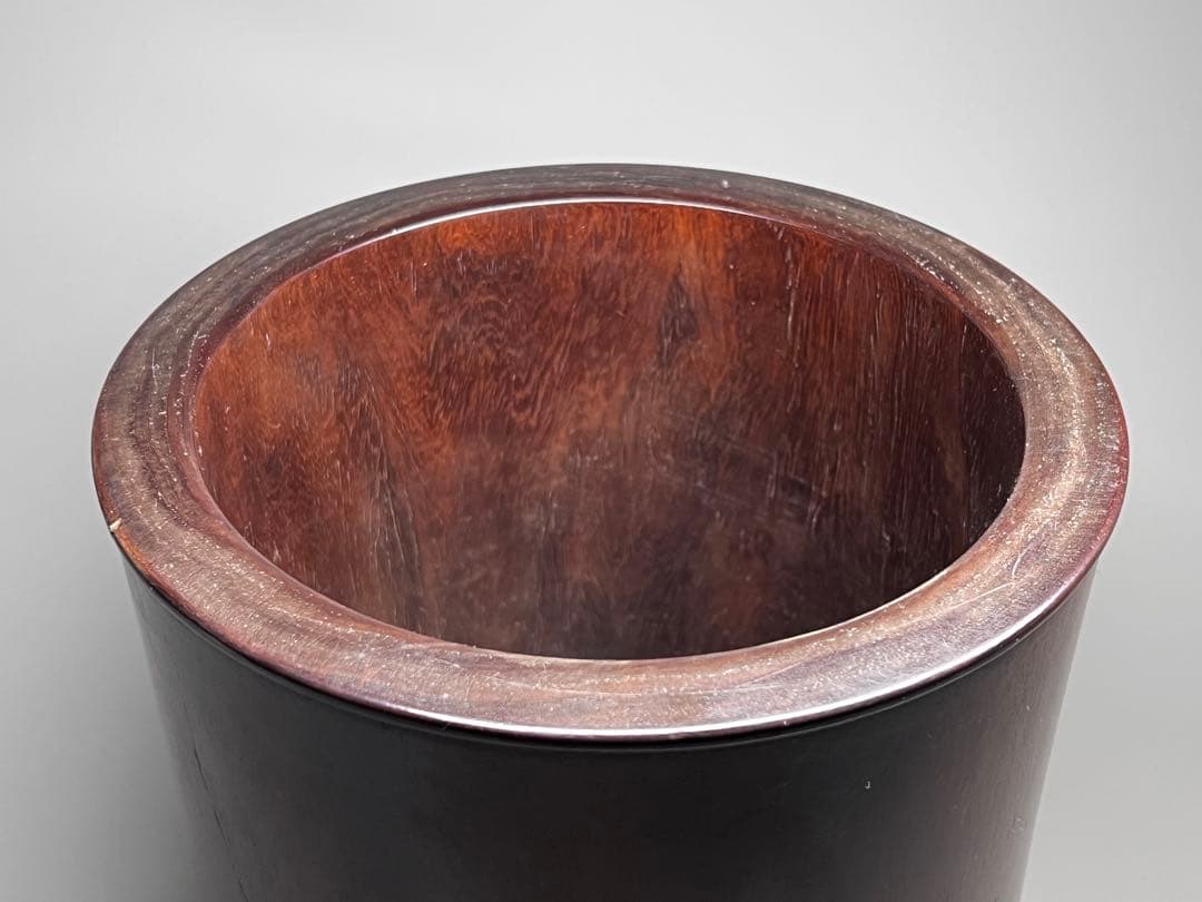 古美術　唐木　黄花梨　筆筒　筆立　素工　文房具　木製　置物　時代物　旧蔵