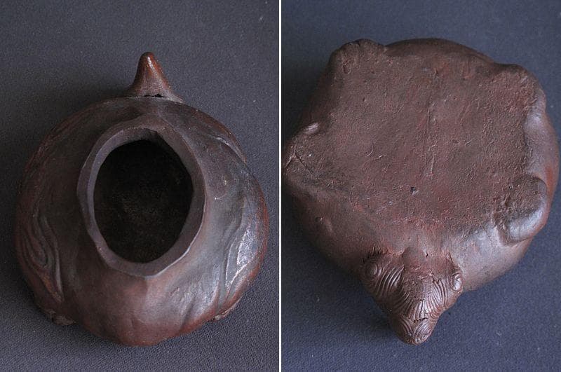 時代!! 備前焼『獅子香炉』珍しい形！細工物　高8㎝