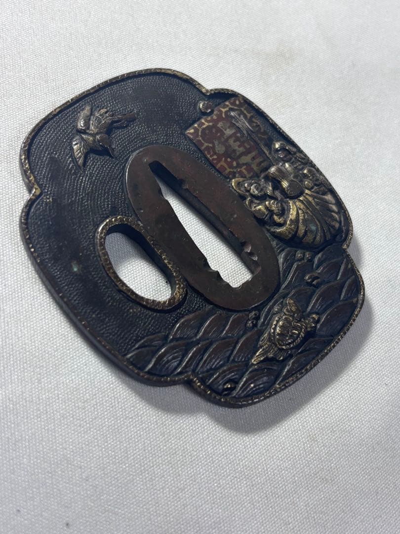 名品　鐔鍔つば　宝船　七福神　鶴と亀　これぞ御利益のある鐔　江戸時代