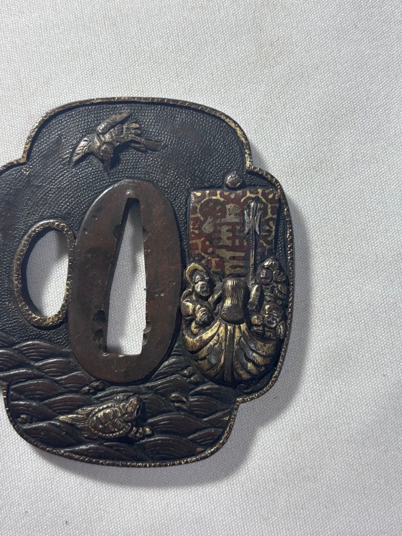 名品　鐔鍔つば　宝船　七福神　鶴と亀　これぞ御利益のある鐔　江戸時代