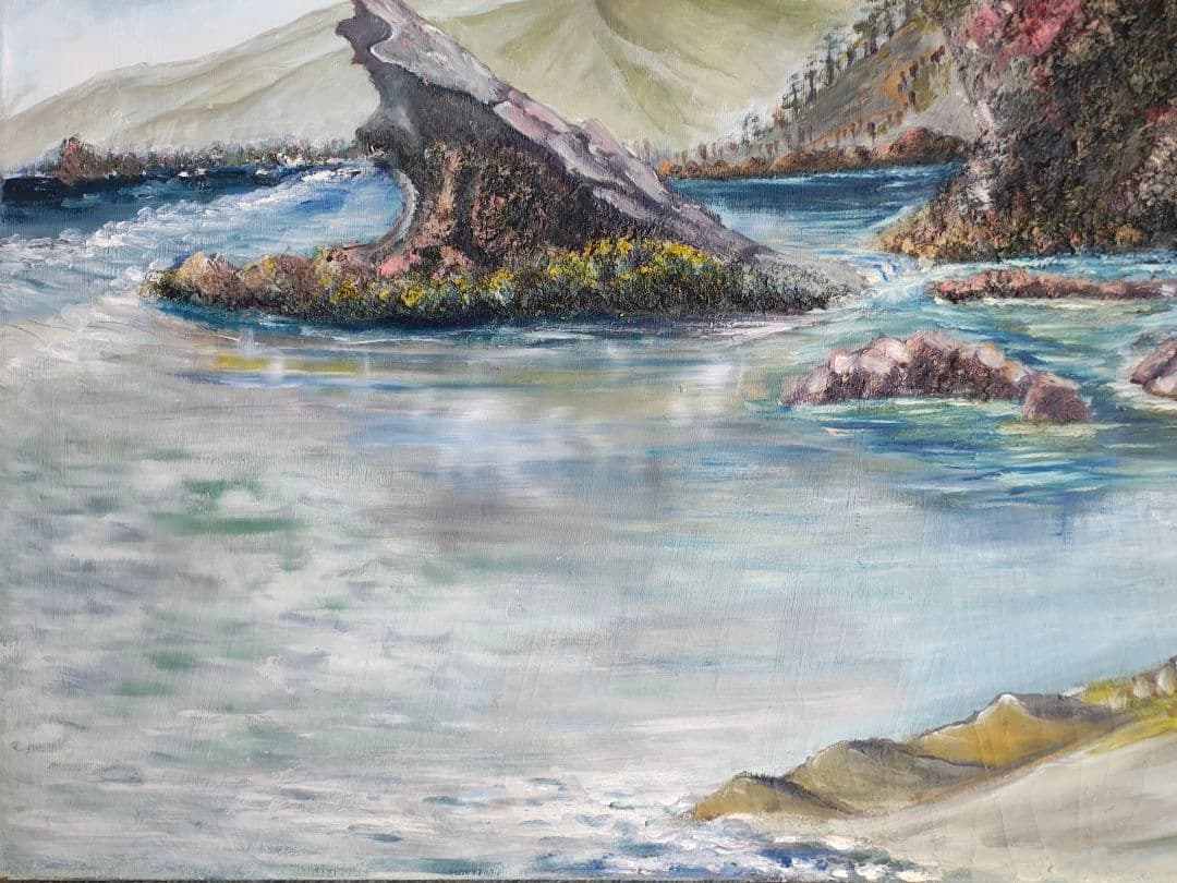 ​【F50号 大型原画】日豊海岸 油彩画「秋-海辺の想」宮崎 大分 風景画 店舗