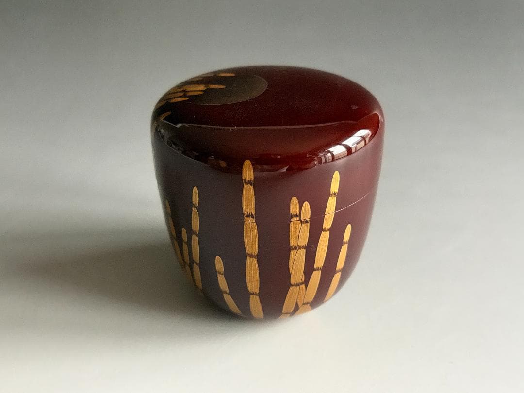 薄茶器　伯峰作　溜木賊蒔絵　大棗　茶道具