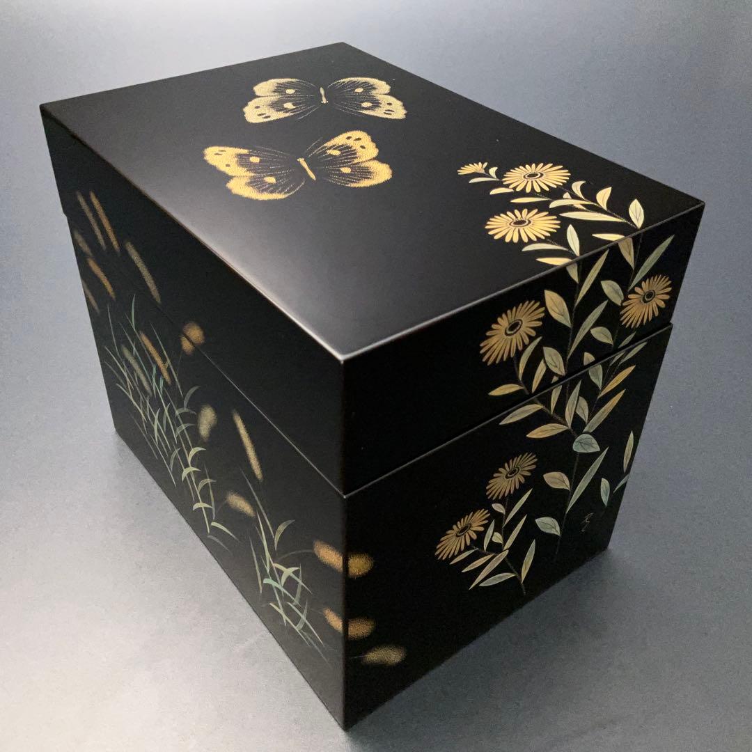 輪島塗　野々花沈金　宝石箱　共箱　三谷吾一　R1324