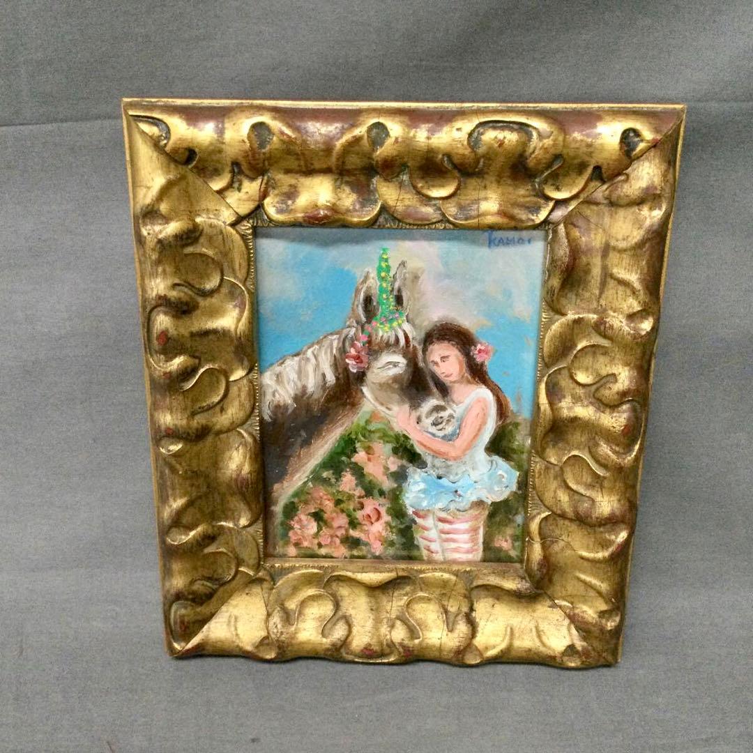 鴨居羊子 ！名作！油絵 『ロバのジョキート』絵画 1977年9月 個展 絵 美術