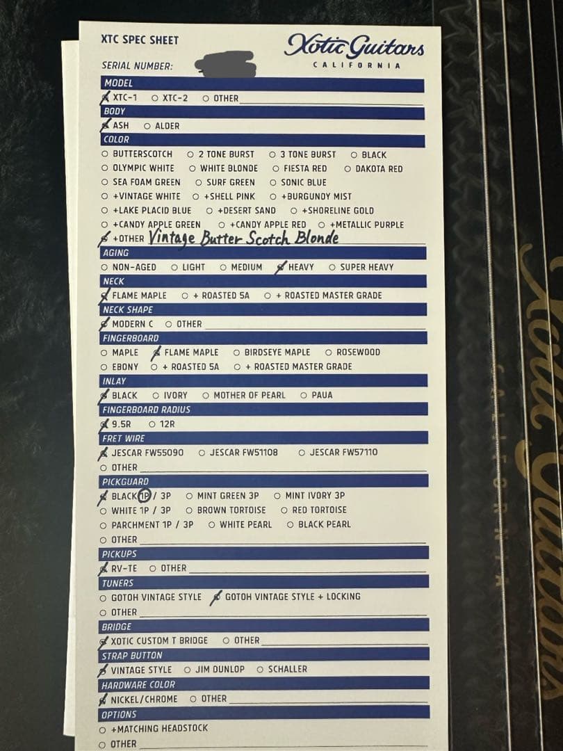 ギター xotic xtc-1 heavy relic