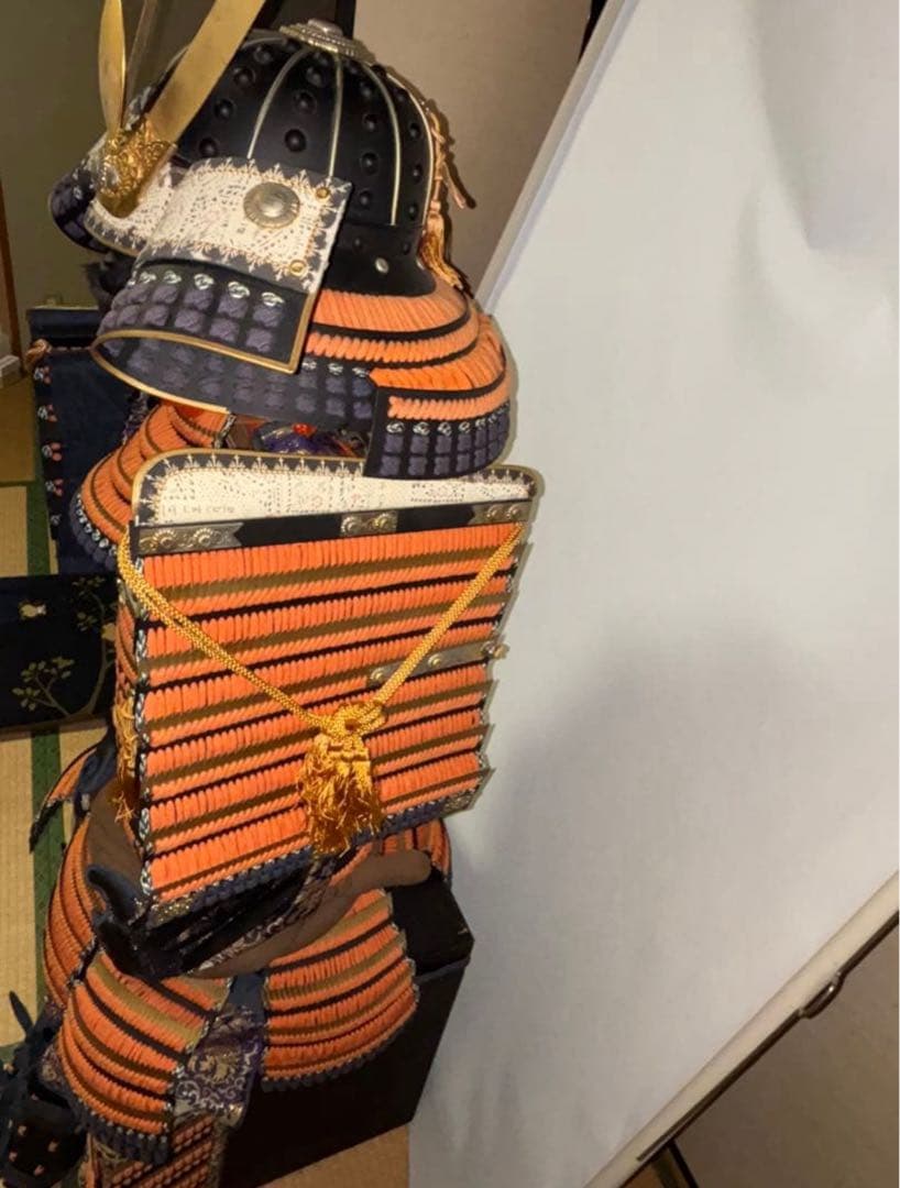 エリサ‼️美品！現代等身大甲冑　橙糸威黒桶胴具足
