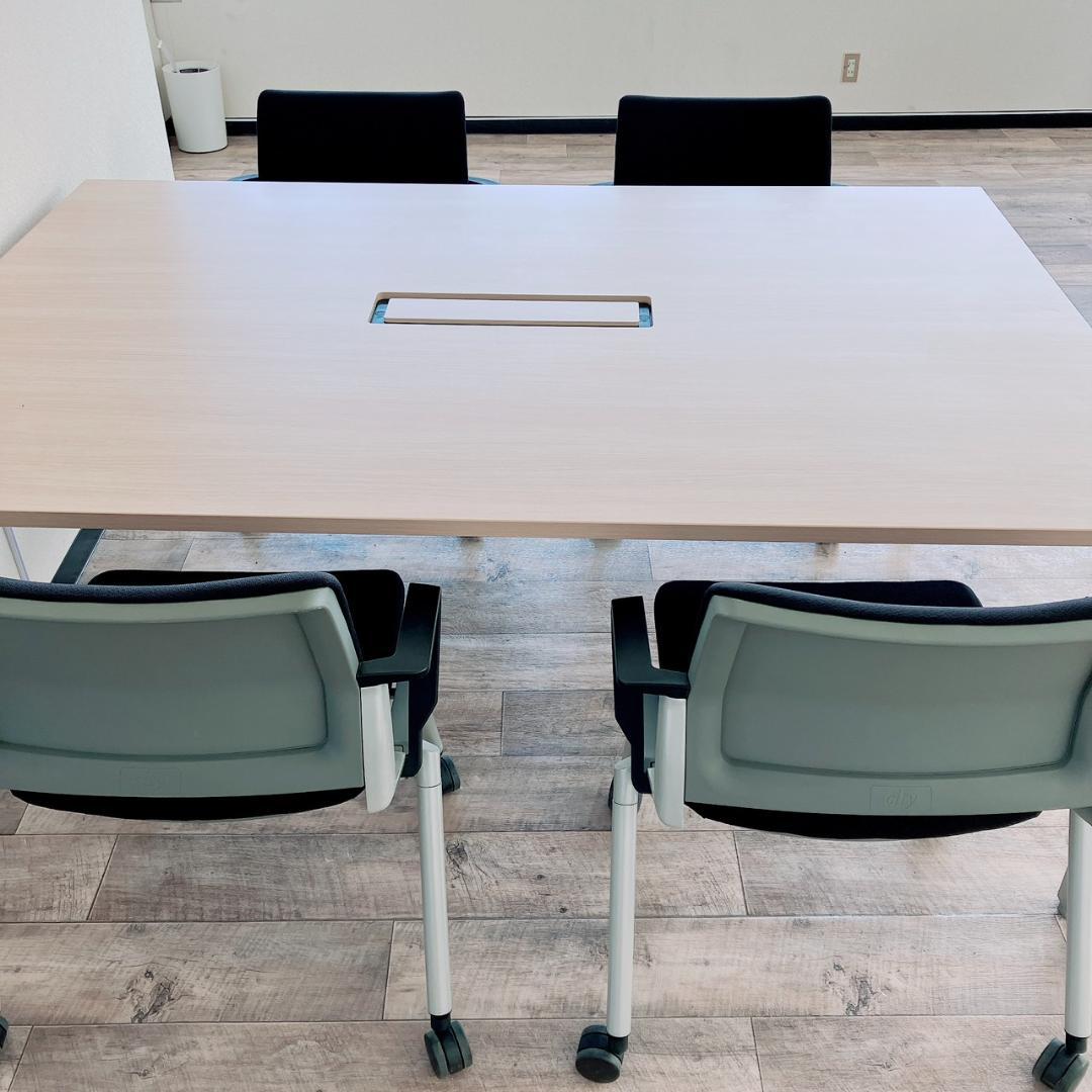 引取限定 オフィス家具 会議テーブルチェアセット 椅子4脚 OKAMURA