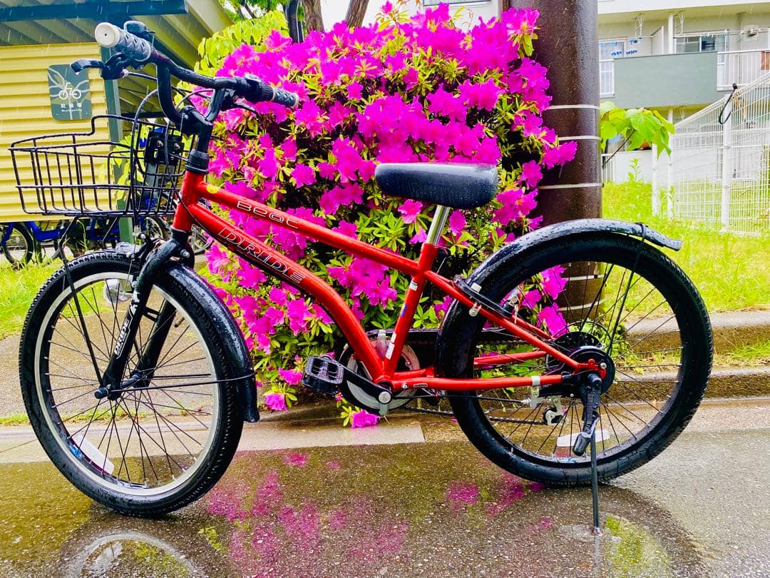 子供用自転車 オレンジ色 22インチ(125cm) バスケット付き