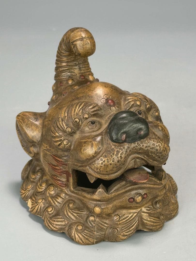 中国美術　中国宜興　紫砂　白泥　加彩紫砂獅子香炉　置物　唐物　古物