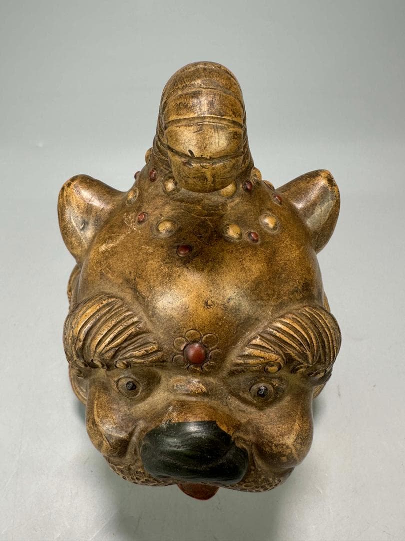 中国美術　中国宜興　紫砂　白泥　加彩紫砂獅子香炉　置物　唐物　古物