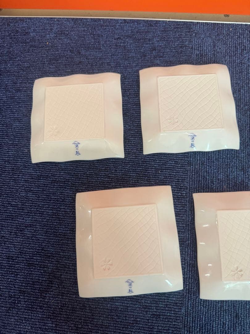 1705 深川製磁　百花菊　銘々皿揃　角皿　5客　未使用