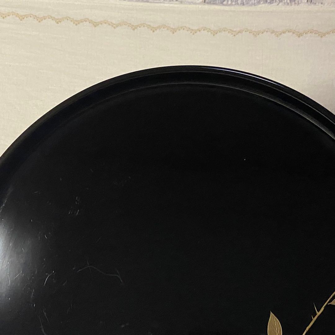 輪島塗　お櫃　茶道具　鶉　ウズラ　柘榴　ザクロ　沈金　木製　漆器　黒