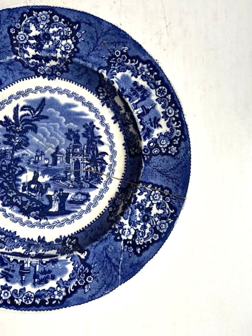 751 骨董 アンティーク オランダ ペトルス・レグー デルフト皿 金継ぎ