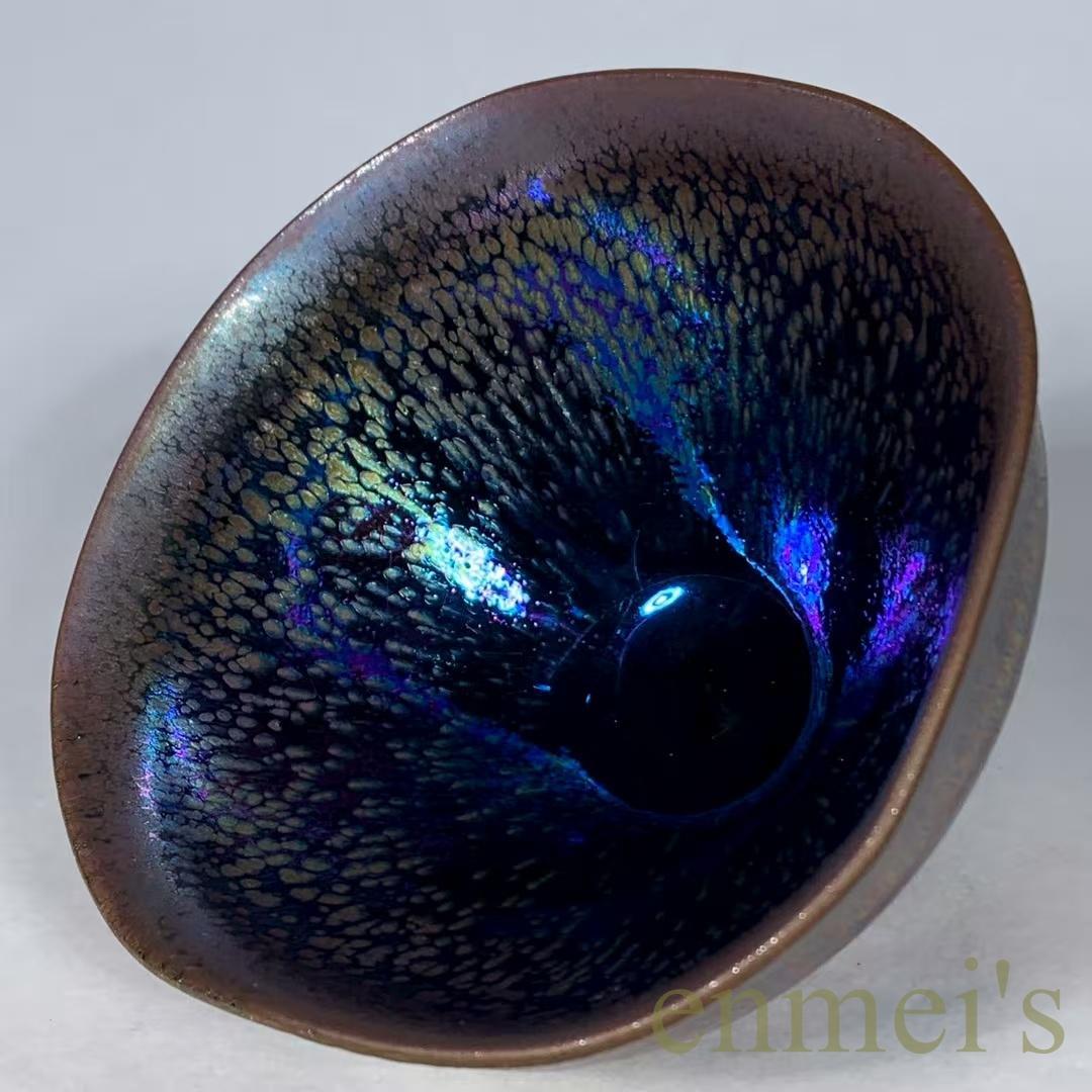 中国古美術・宋建窯風・曜変七彩八方油滴天目茶碗・抹茶碗・茶道具・茶碗・骨董・古玩