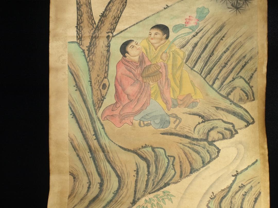 間仕入れ品　中国唐時代の人物図　肉筆絵　激安骨董品 BD148A7-1