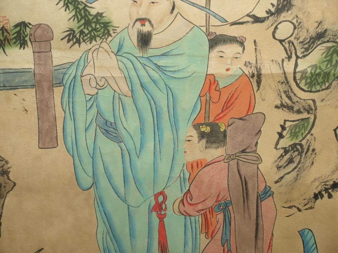 【骨董掛け軸】人物図 中国　五代 肉筆保證 　掛け軸 BD331A12-1