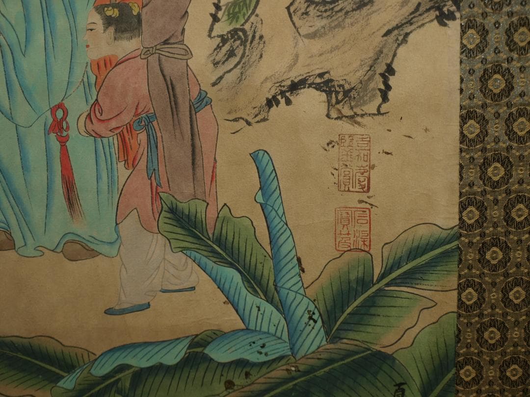 【骨董掛け軸】人物図 中国　五代 肉筆保證 　掛け軸 BD331A12-1