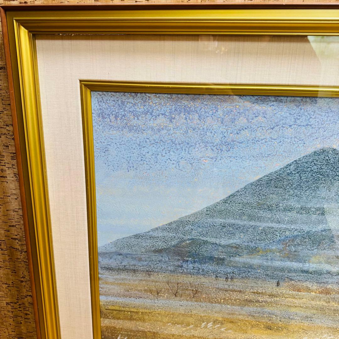 大迫力　特大　真作　中嶌 虎威作「筑波」日本画　風景画 F30号