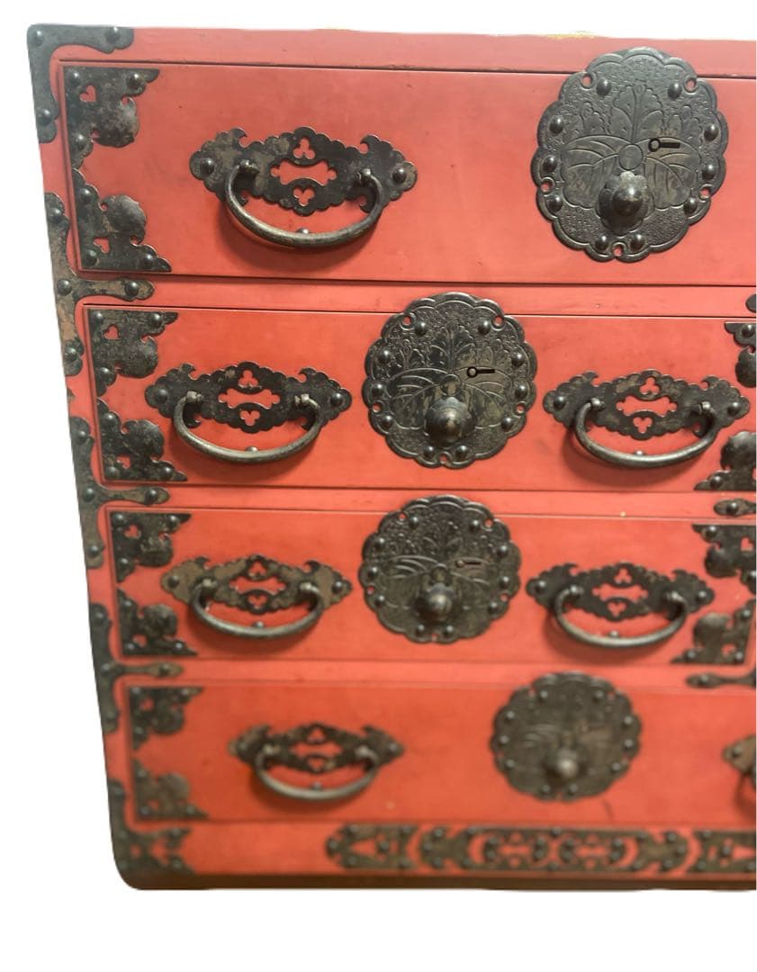 アンティーク和箪笥　朱色　赤家具