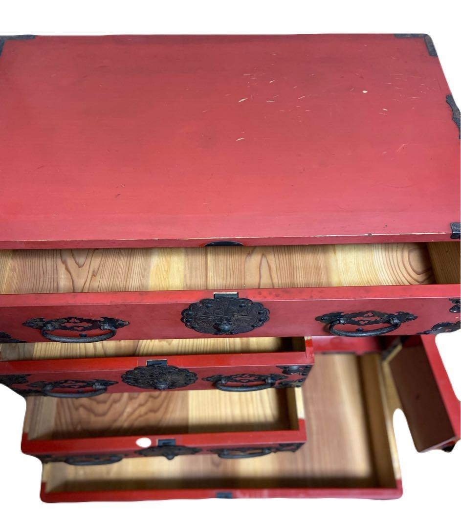 アンティーク和箪笥　朱色　赤家具