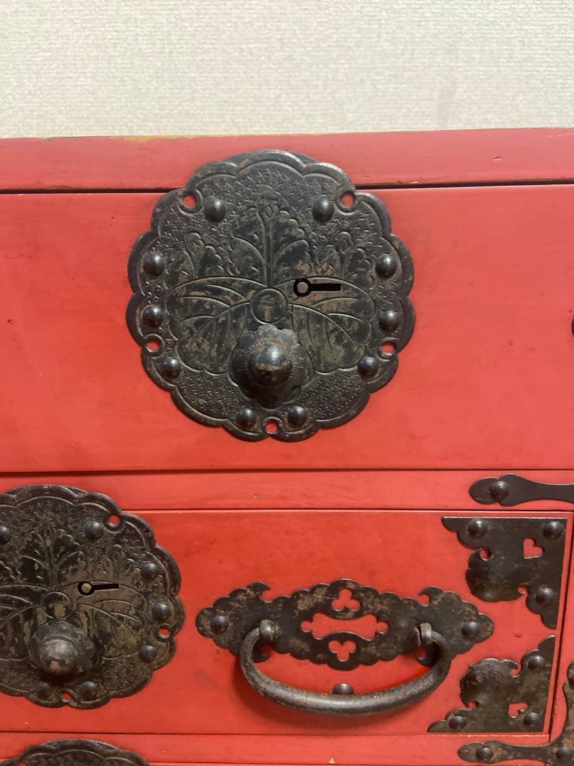 アンティーク和箪笥　朱色　赤家具