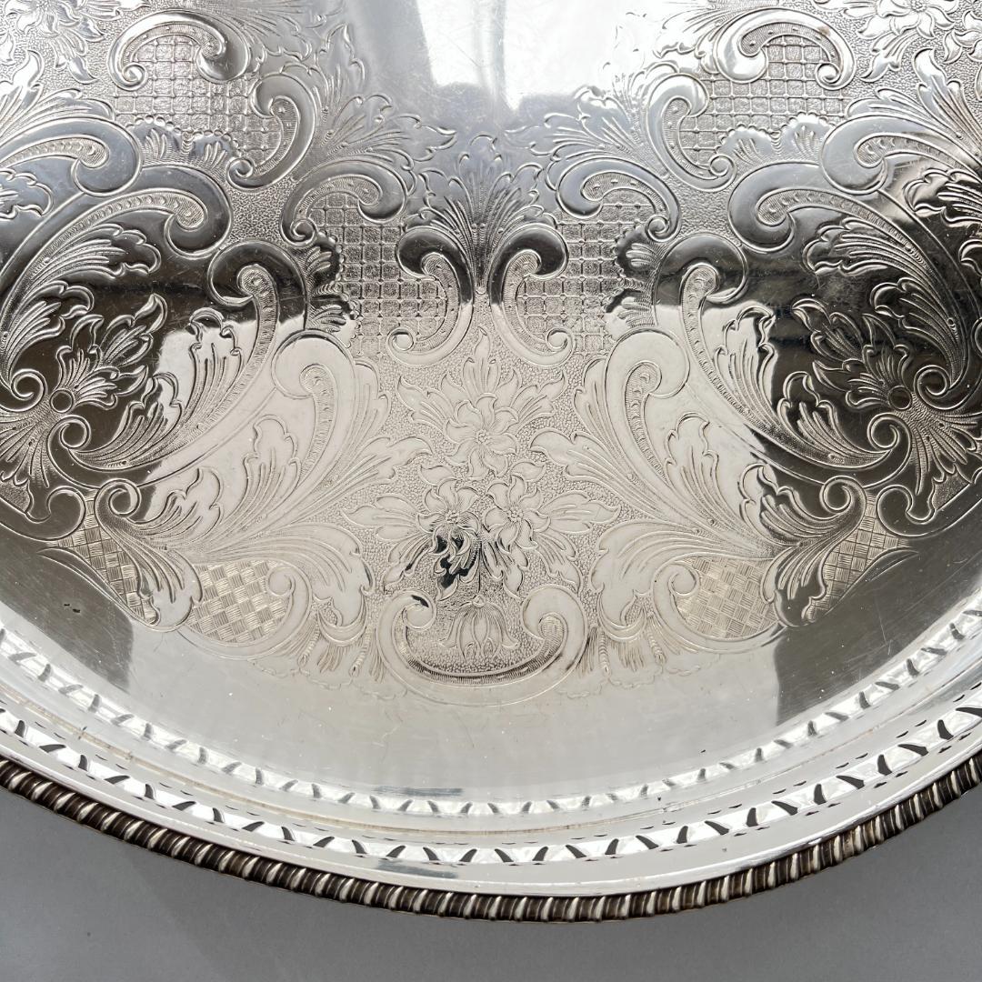 【英国】 透かしのギャラリートレー 41cm　 クロウフット 大盤！！