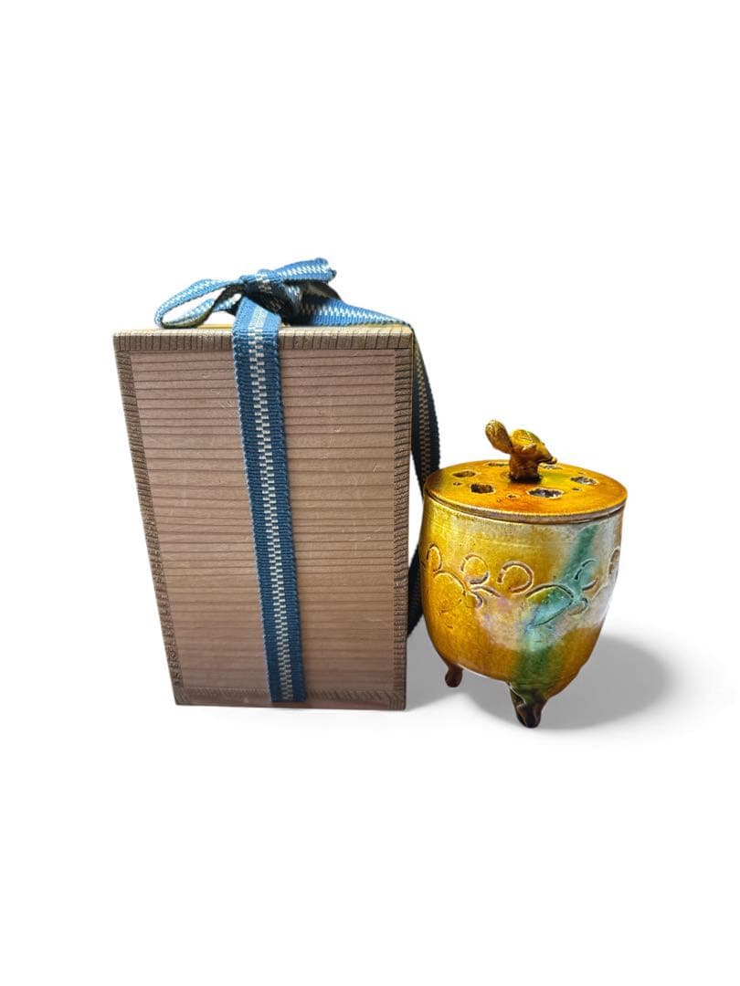 三彩亀文　高炉　お茶道具　陶器　未使用品