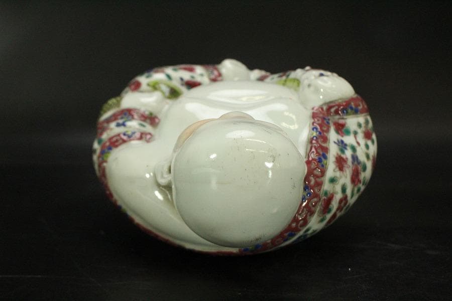 中国美術 色絵 布袋 置物(LC804)