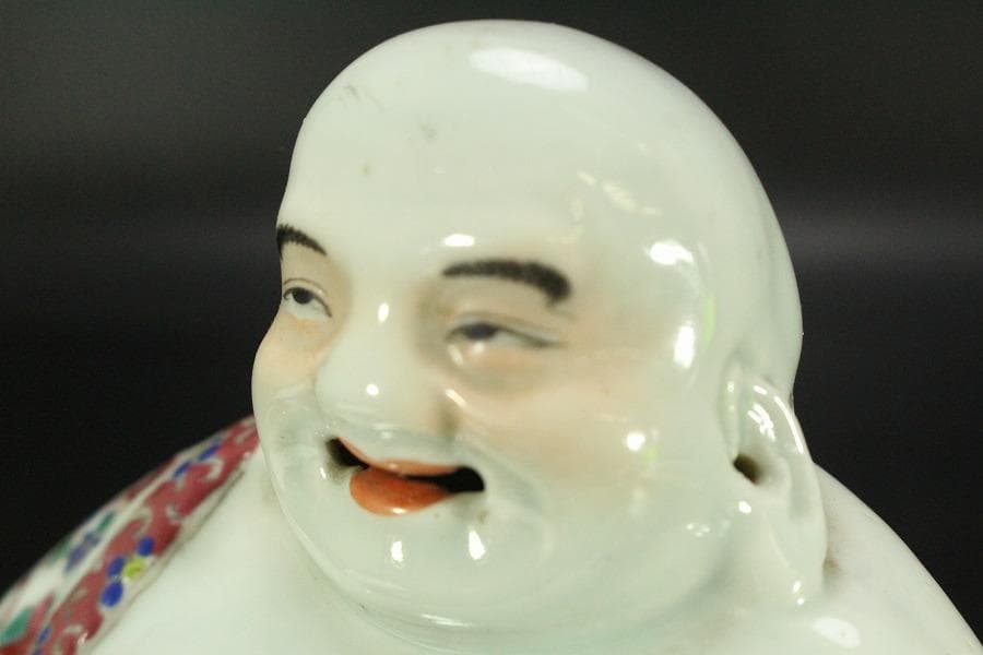 中国美術 色絵 布袋 置物(LC804)