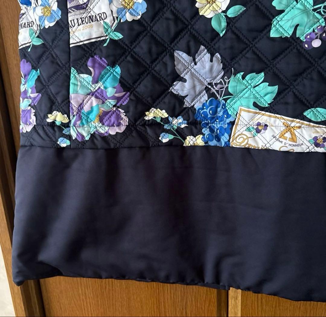 美品/レオナールスポーツ/中綿/ロングベスト/花柄/サイズ44