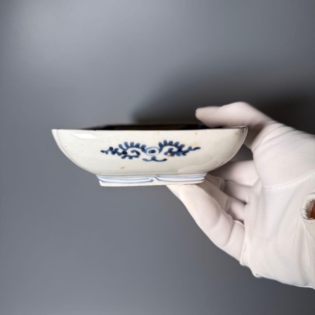 江戸中期　古伊万里　染付竹林文長皿　奇跡の十客！　笹葉部型紙摺　古美術　最高級器