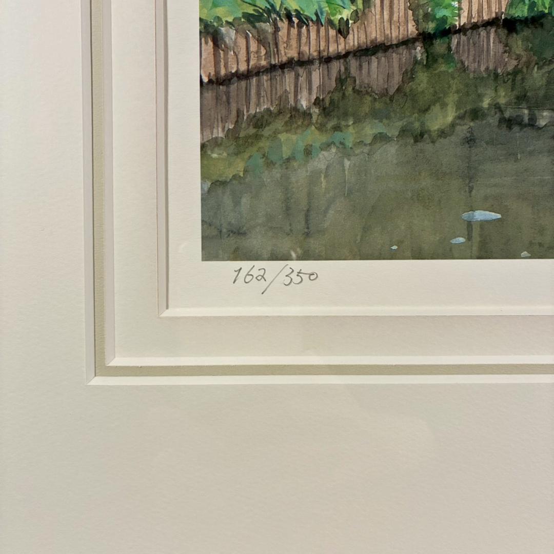 美品 奥津国道「クリークの小さな橋」ジクレー 直筆サイン入 作品保証書有 額装