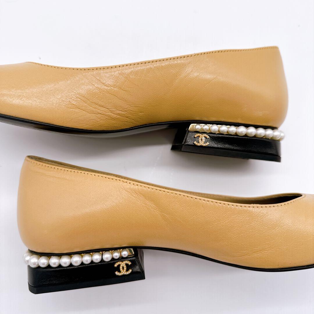 CHANEL シャネルバレエシューズ 38ベージュ/ブラック ココマーク