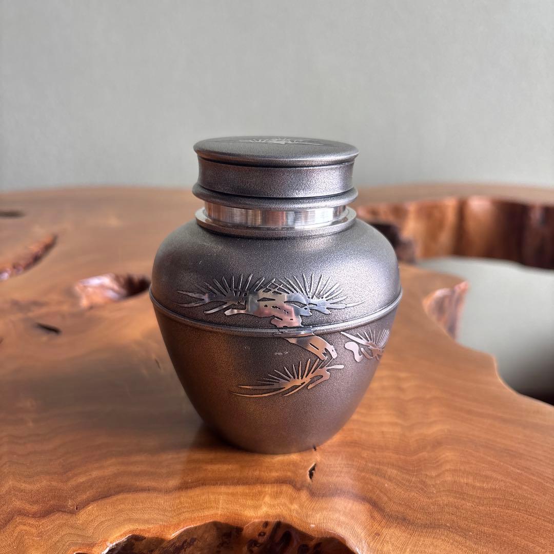 薩摩錫器 登六作 茶入 茶道具 共箱