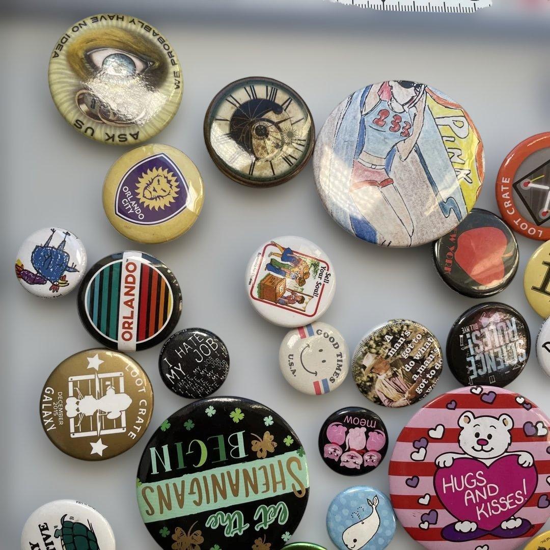 【83個セット】 アメリカ 缶バッジ まとめ ビンテージ アメリカ雑貨